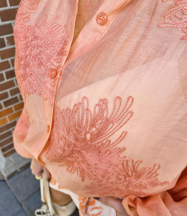 Oversized Blouse met Borduursel Oranje