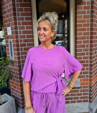 Azzurro Top met Strikdetail Lila