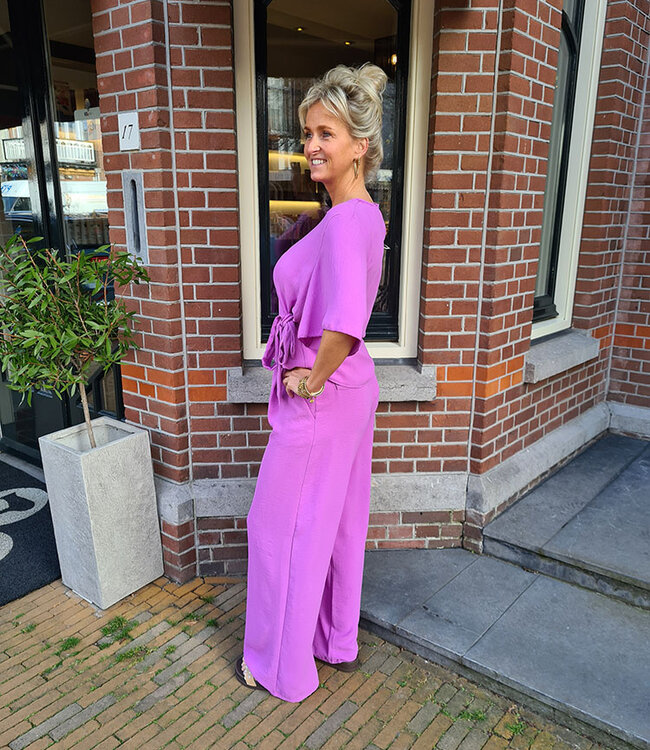 Azzurro Top met Strikdetail Lila