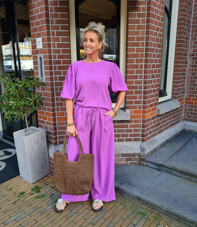 Azzurro Pofmouw Blouse Lila