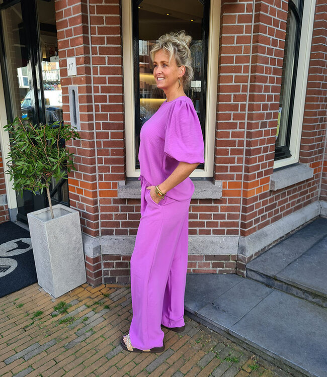 Azzurro Pofmouw Blouse Lila