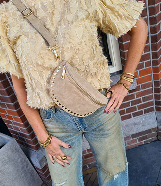 Crossbody Suede met Studs Sand