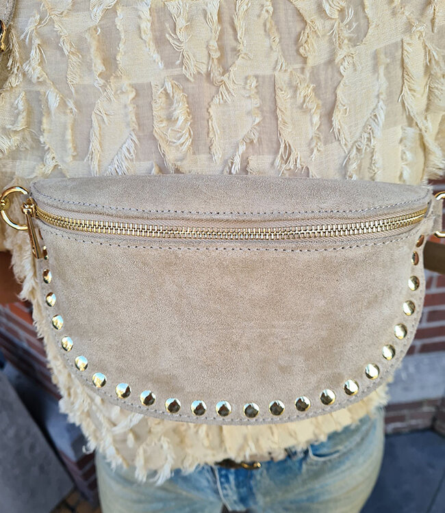 Crossbody Suede met Studs Sand