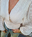Blouse Gesmokt Vhals Shimmer Leo Crème