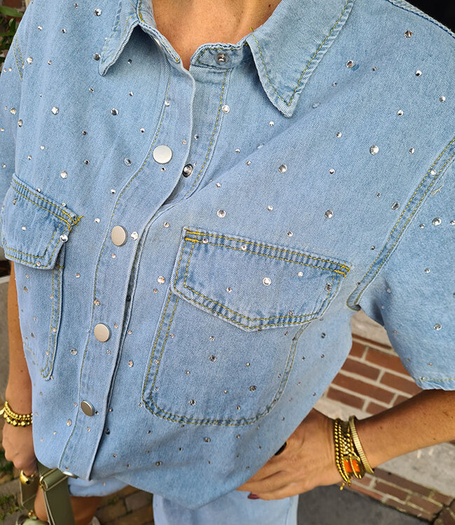 2-delige Denim Set met Strass