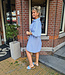 Oversized Dress Stripes met Strass Zachtblauw/Wit
