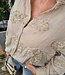 Luxe Oversized Blouse Flower Franje Donker Beige