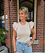 Knit Top Ruffle Mouwtjes Beige