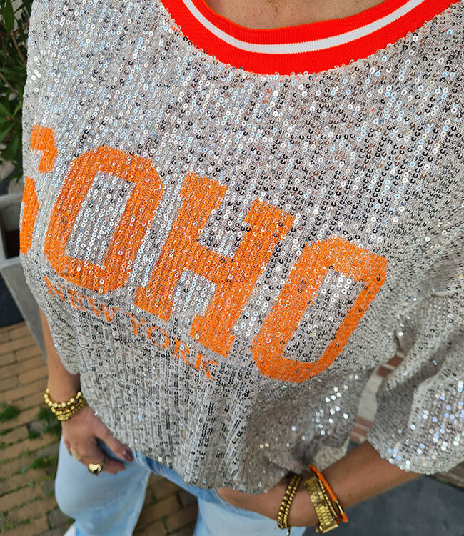 Sequin T-shirt SOHO Oranje