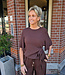 Azzurro Top met Strikdetail Donkerbruin