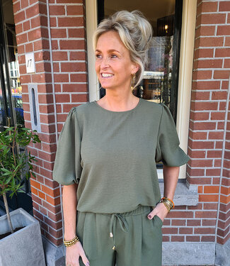 Azzurro Pofmouw Blouse Armygroen