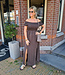 Offshoulder Dress met Split Donkerbruin