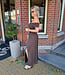 Offshoulder Dress met Split Donkerbruin