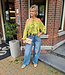 Blouse Opengewerkte Mouwen Ruffle Groen