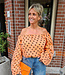 Offshoulder Blouse Dots Pofmouw Oranje