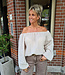 Offshoulder Blouse Pofmouw Beige