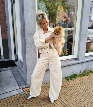 2-delige Denimset Ballon Broek + Jack Crème