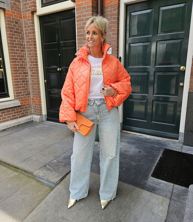 Biba Gewatteerde Doorgestikte Bomber Oranje