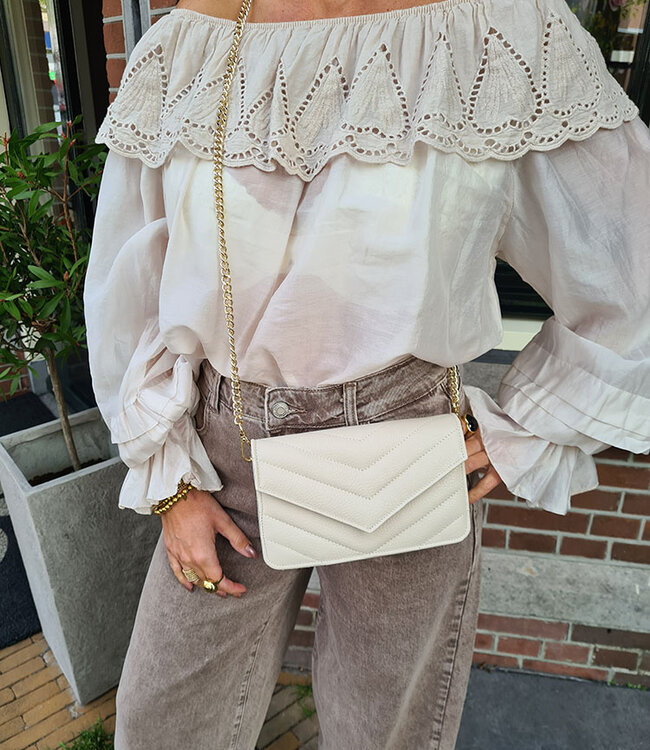 Clutch/Tas Luxe Leder Crème