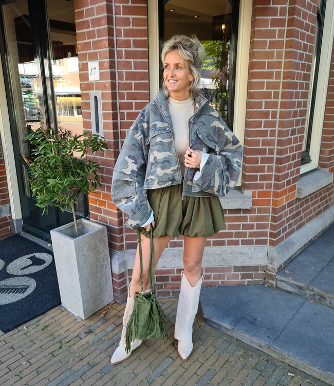 Suede Franje Bag Armygroen