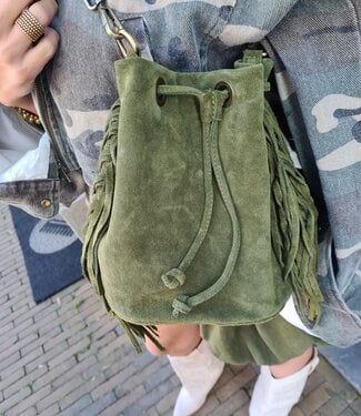Suede Franje Bag Armygroen