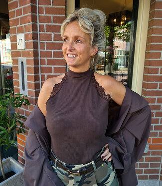 Haltertop Lace Donkerbruin