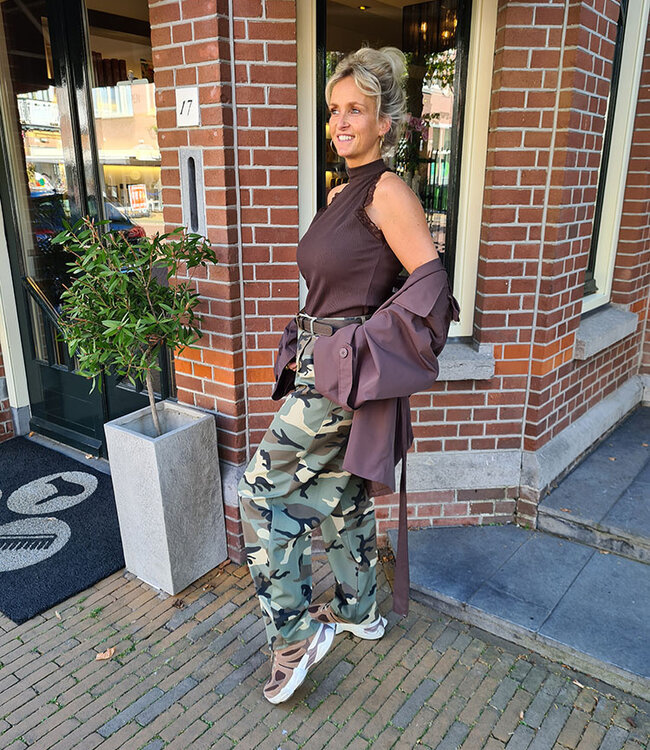 Haltertop Lace Donkerbruin