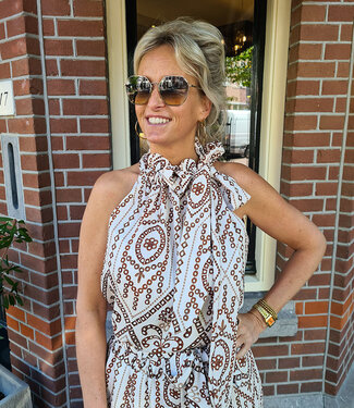 Haltertop Print Bruintinten