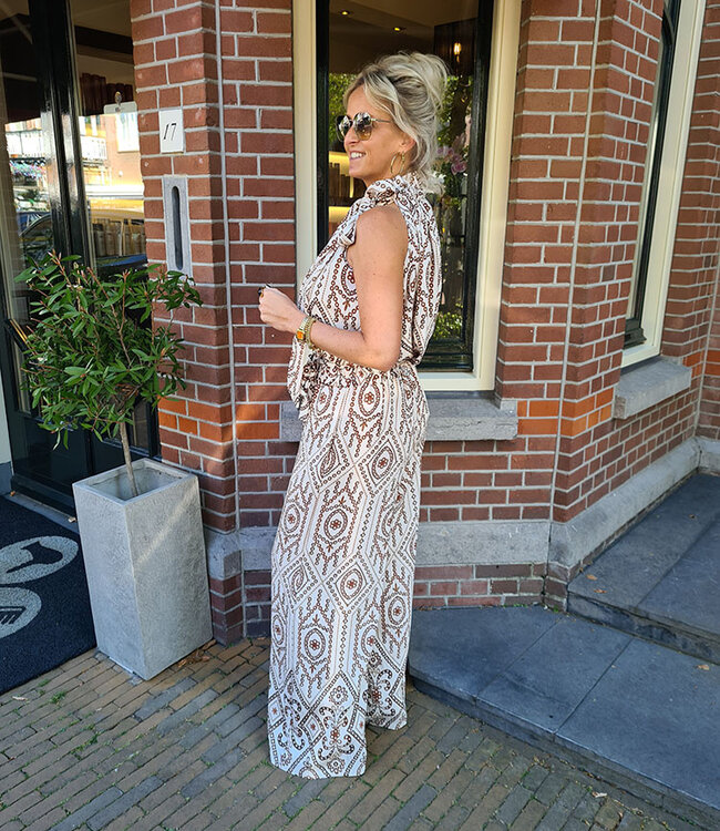 Haltertop Print Bruintinten