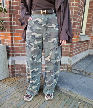 Ambika Broek Denim Armyprint