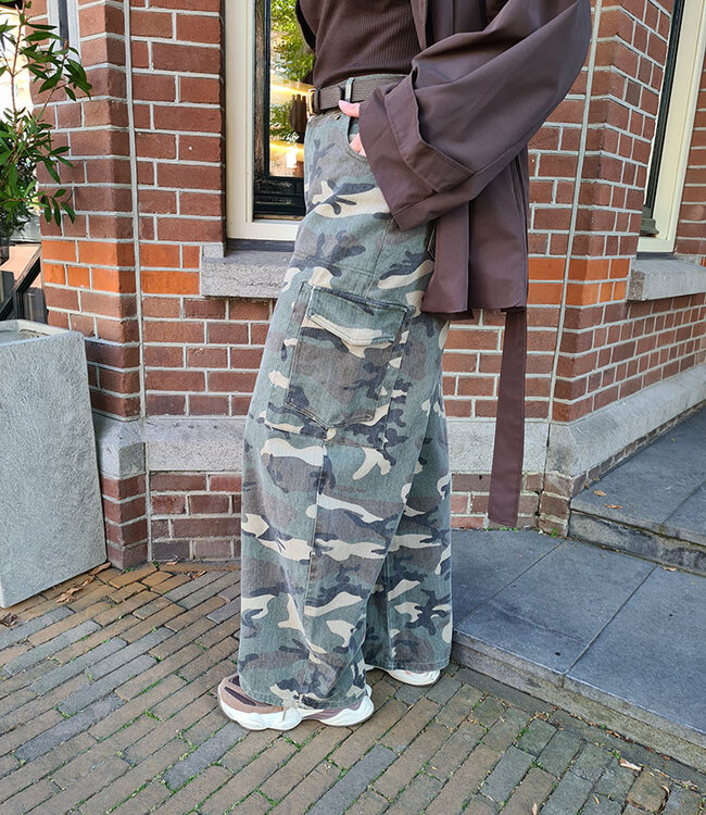 Ambika Broek Denim Armyprint