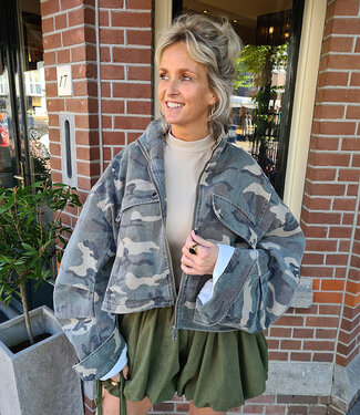 Ambika Oversized Denim Jack Armyprint