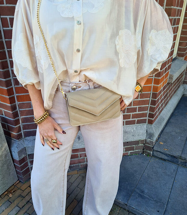 Clutch/Tas Luxe Leder Taupe