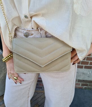 Clutch/Tas Luxe Leder Taupe