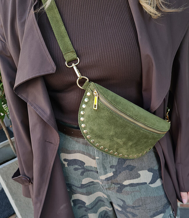 Crossbody Suede met Studs Green