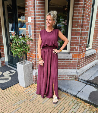 2-Delige Set Top + Rok Bordeaux