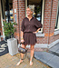 Ambika Doorknoop Blouse Vlindermouw Donkerbruin