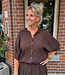 Ambika Doorknoop Blouse Vlindermouw Donkerbruin