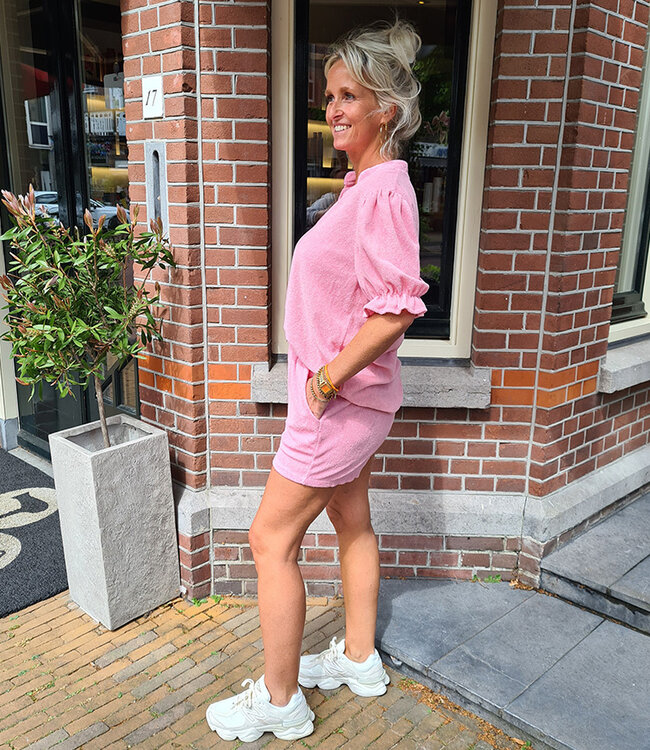Badstof Set Met Pofmouw Roze