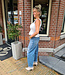 Azzurro Gesmokte Top Broderie Wit