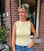 Azzurro Gesmokte Top Broderie Geel