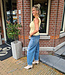 Azzurro Gesmokte Top Broderie Geel