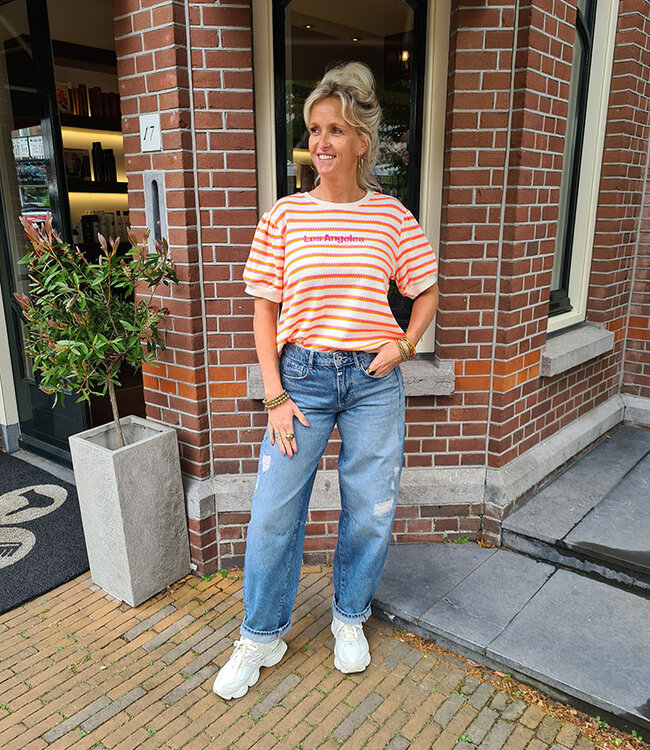 Fluor Streep Top LA Oranje