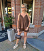 Spaghettiband Top Linnenlook Bruin