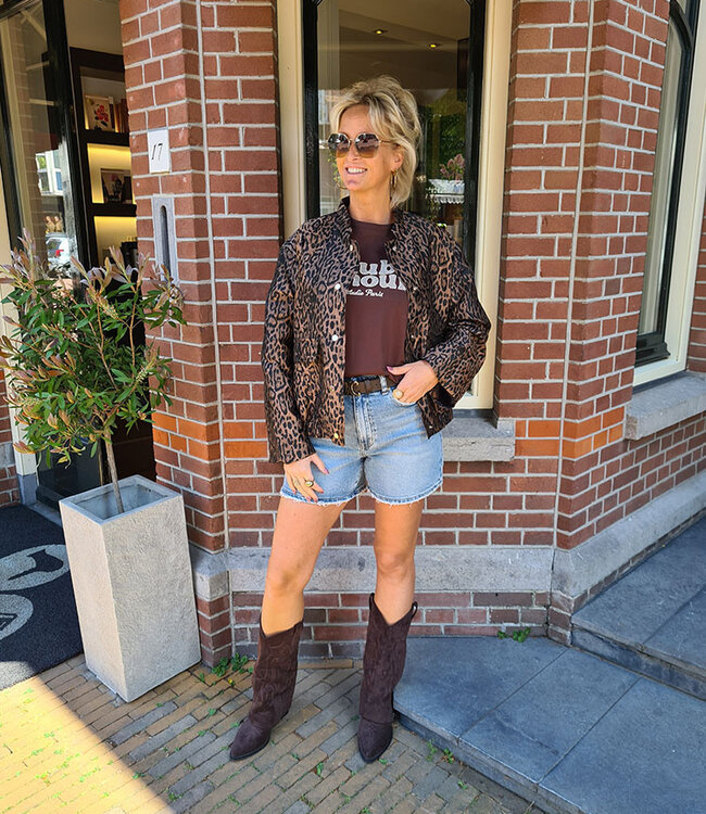 Bomber Leo Print Bruin/Zwart