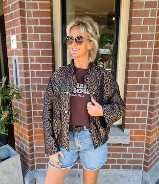 Bomber Leo Print Bruin/Zwart