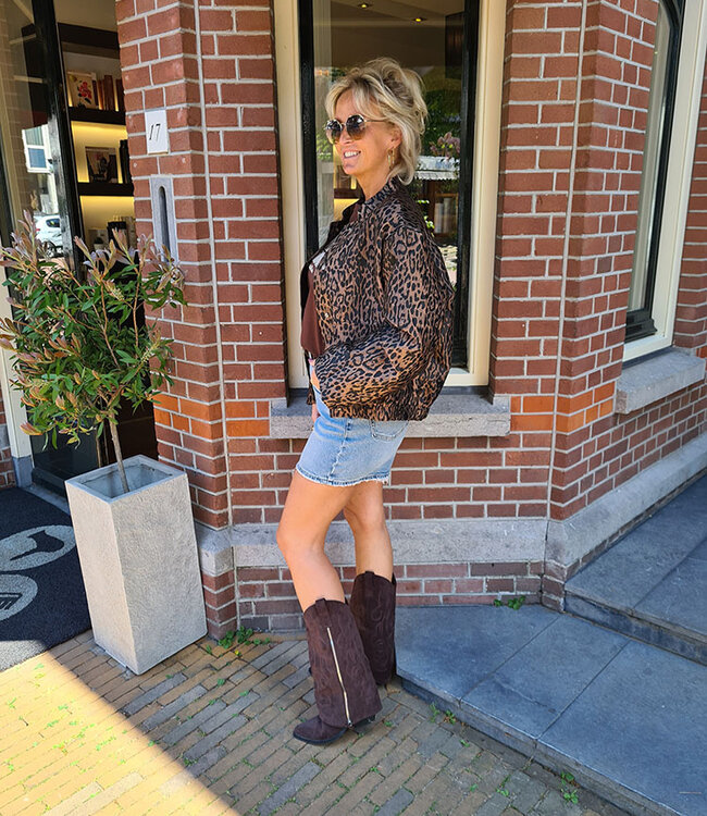 Bomber Leo Print Bruin/Zwart