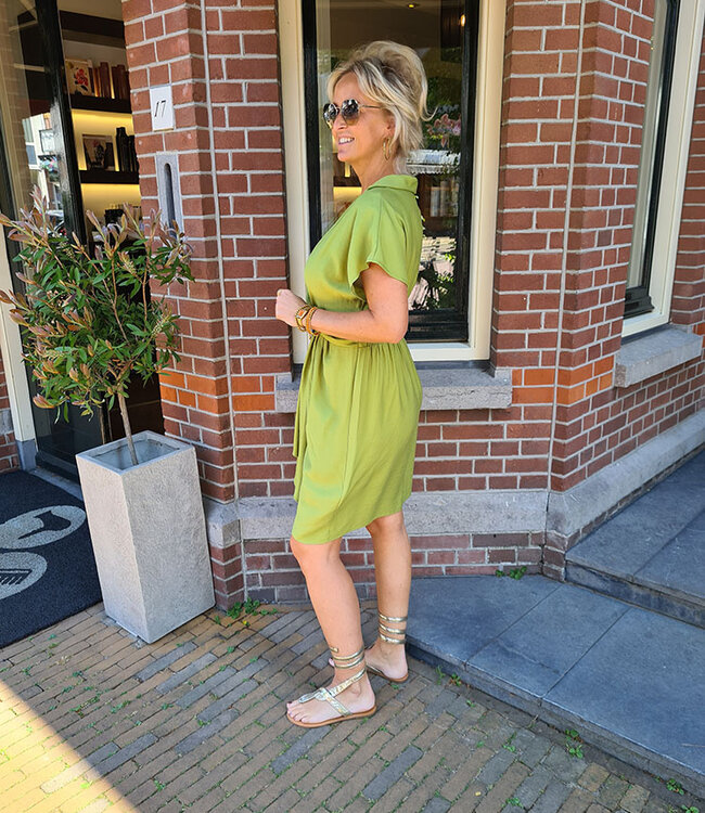 Azzurro Jurkje met Knoopdetail Groen