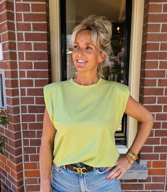 Azzurro Basic Tee Schoudervulling Groen