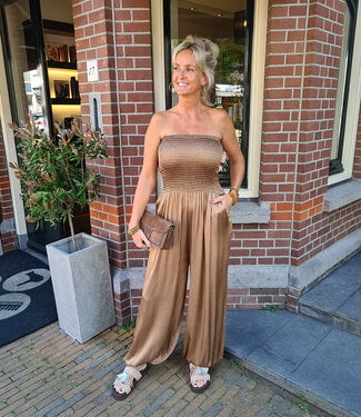 Zijdelook Jumpsuit Brons